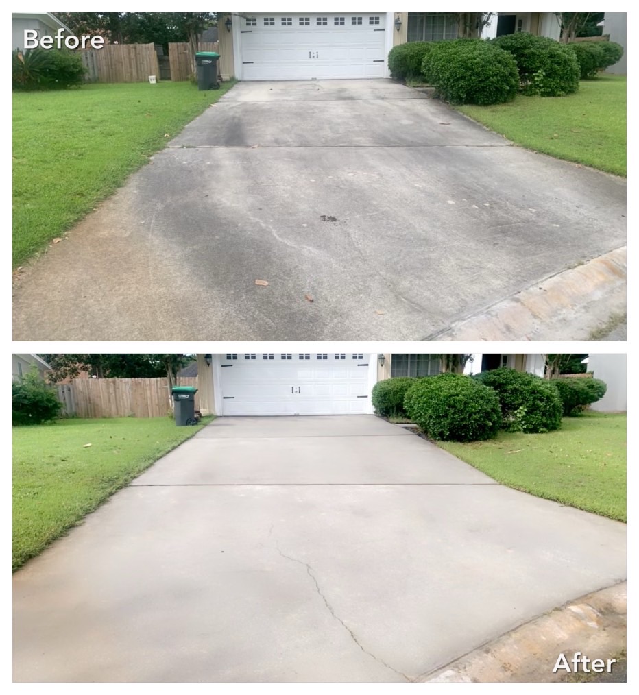 Driveway Cleaning before and after