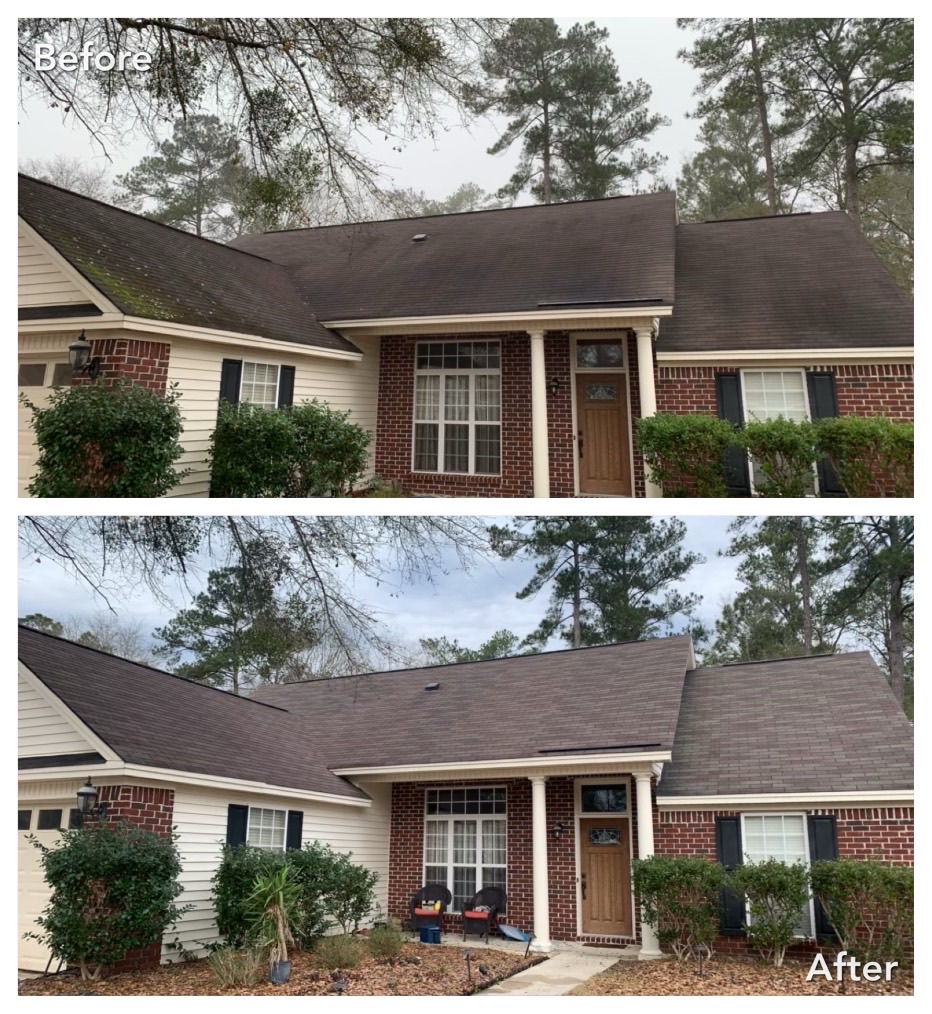 Roof Soft Wash before and after