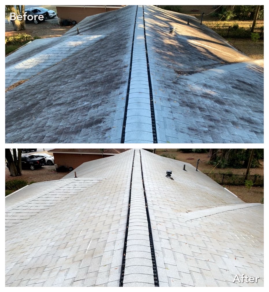 Roof Soft Wash before and after
